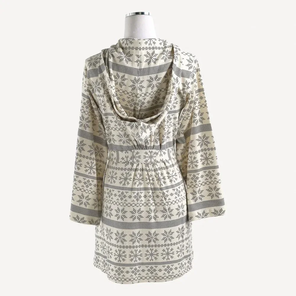 NWT Kate Quinn Hooded Pocket Robe Nordic Snowflake Organic Cotton XS/S M/L